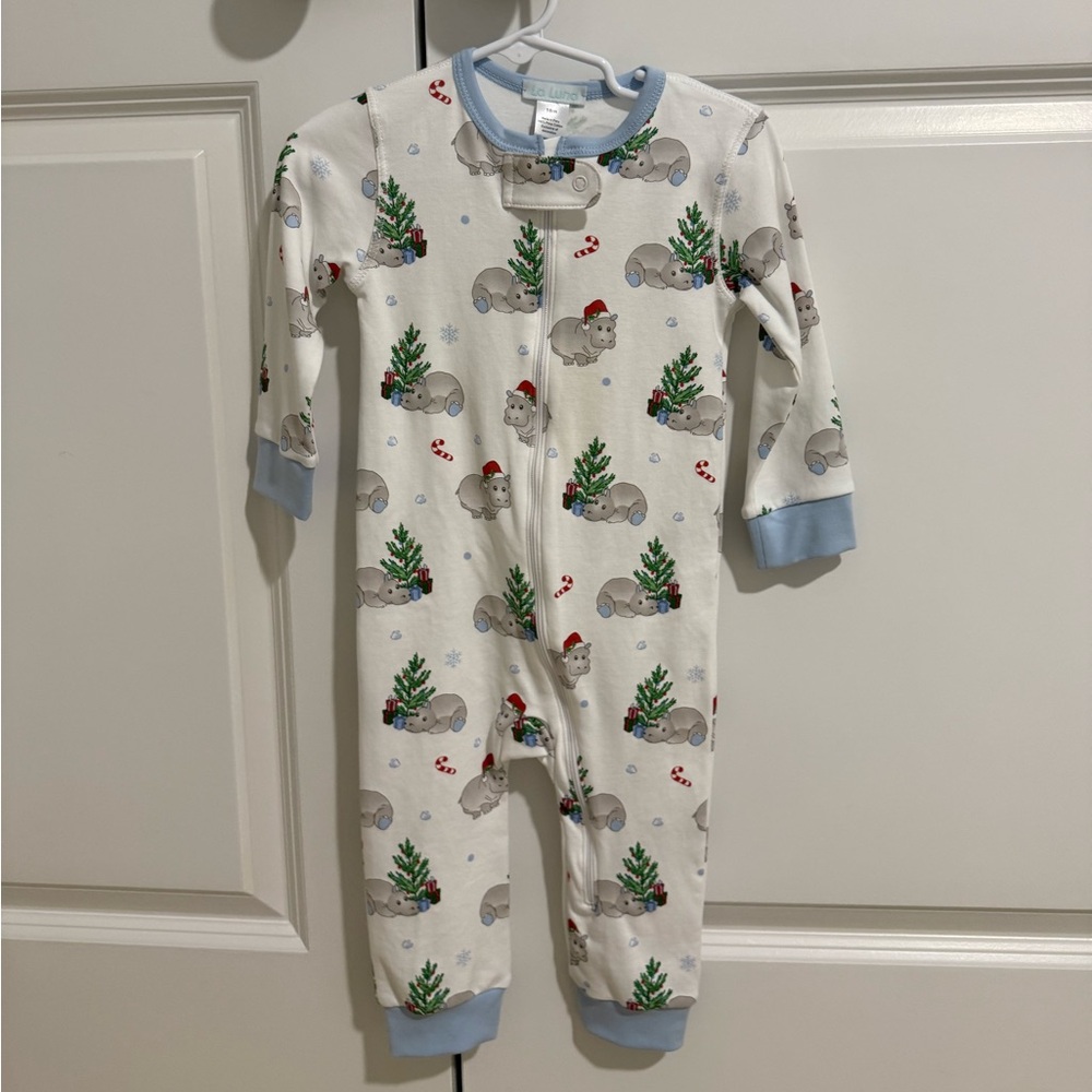La Luna Christmas hippo zippy pajama blue